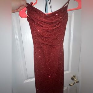COPY - Burgundy glitter dress. Prom, formal, and black tie events!